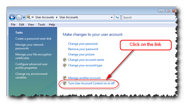 Turn User Account control off